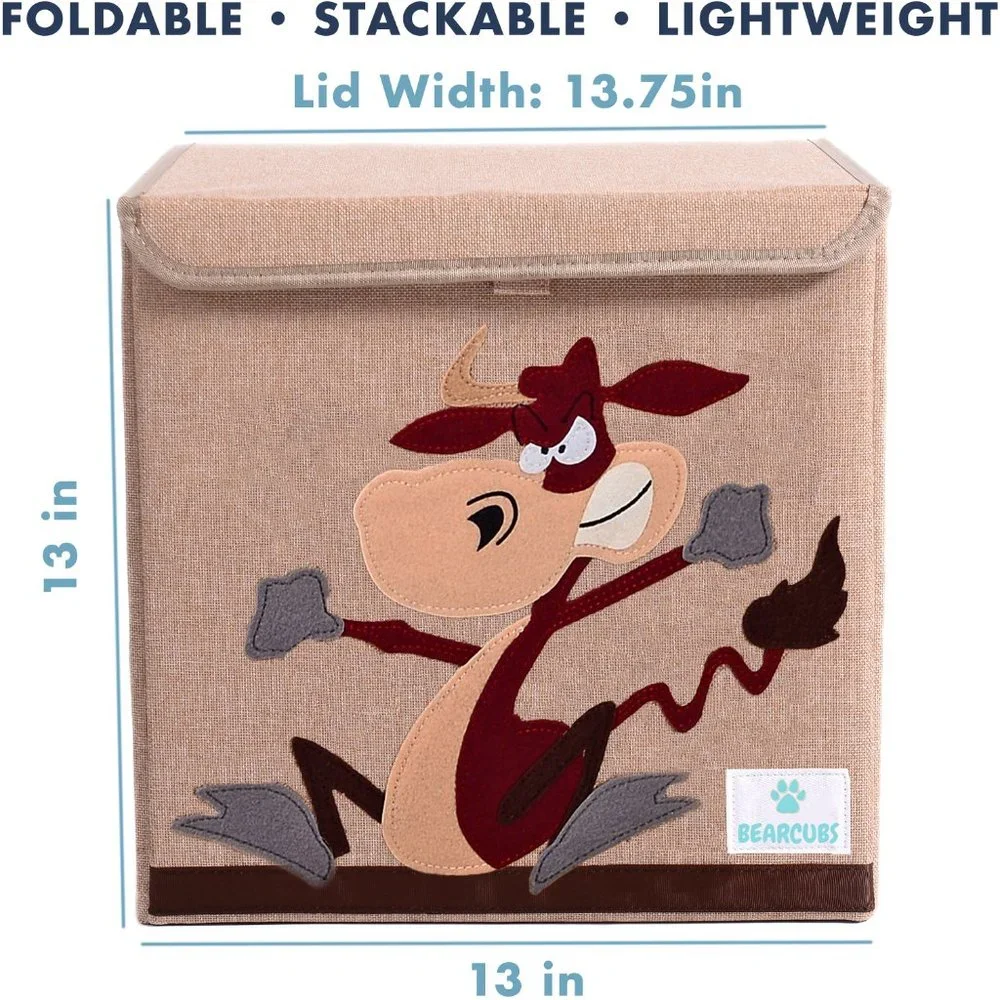 NWT Bearcubs Toy Box - Folding Canvas Small Cube Toy Chest for Toy Storage NEW